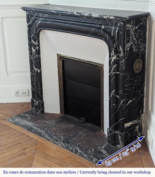 Louis XIV style mantel in Marquina marble-5