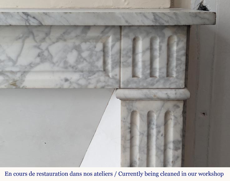 Louis XVI style mantel in veined Carrara marble with fluting-6