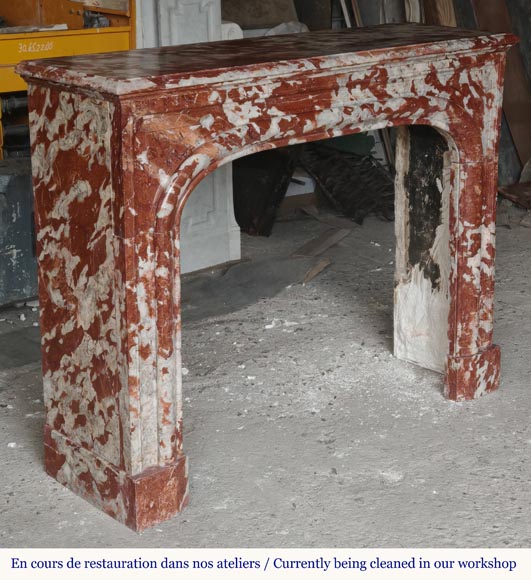 Louis XIV style Bolection mantel in red Languedoc marble-2