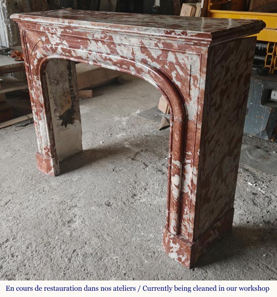 Louis XIV style Bolection mantel in red Languedoc marble-5