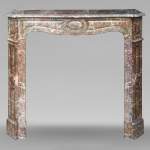 Louis XV style Pompadour mantel in Rouge du Nord marble