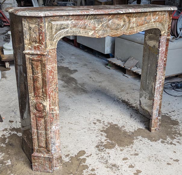 Louis XV style Pompadour mantel in Rouge du Nord marble-2