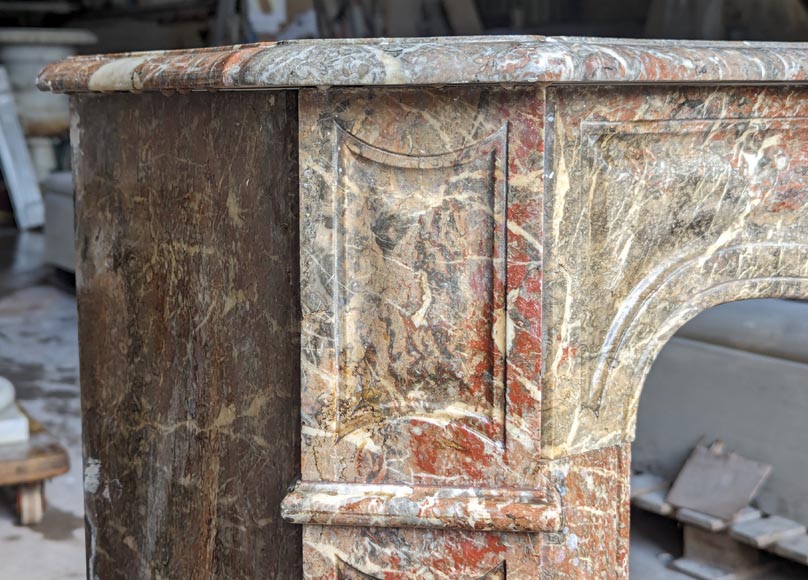 Louis XV style Pompadour mantel in Rouge du Nord marble-3