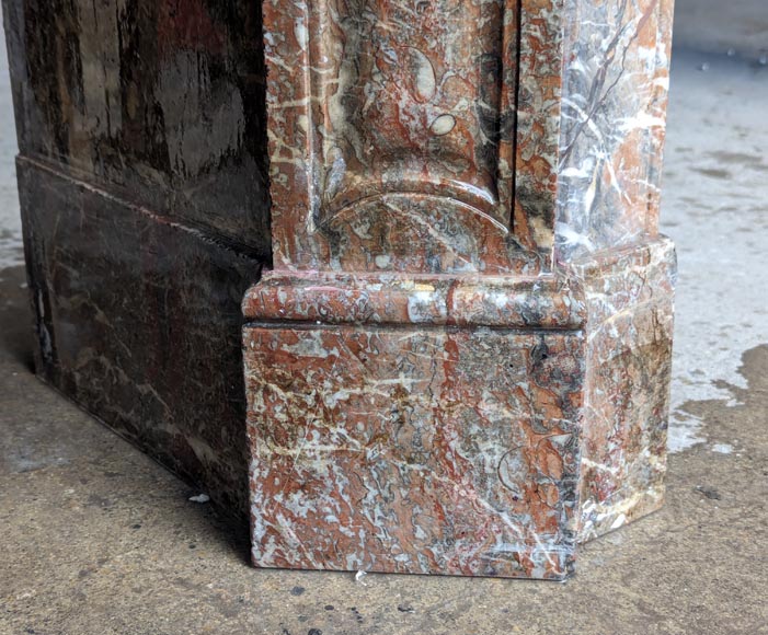 Louis XV style Pompadour mantel in Rouge du Nord marble-4