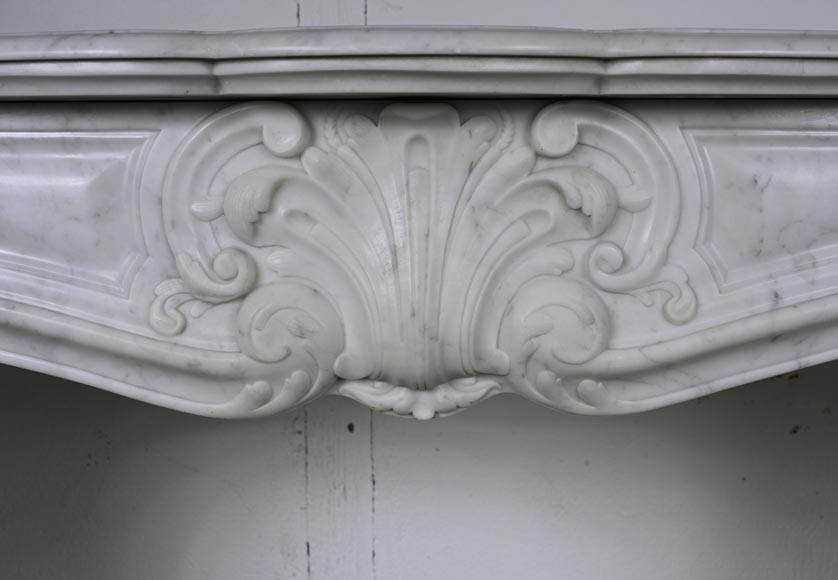 Louis XV style Carrara marble mantel with palmette motif-1