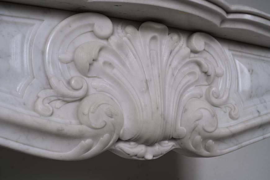 Louis XV style Carrara marble mantel with palmette motif-2