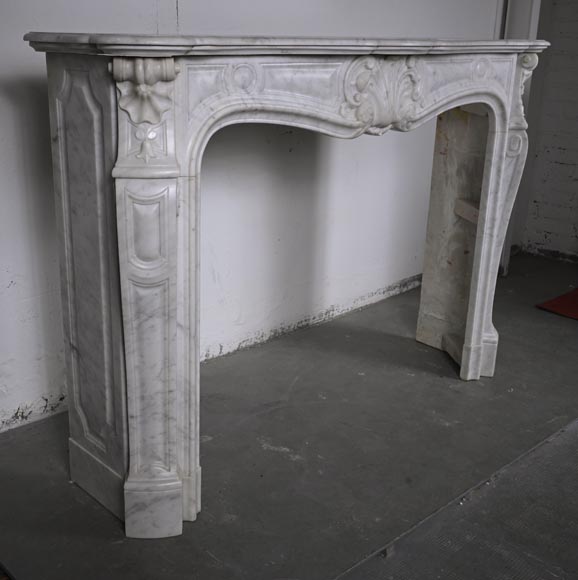 Louis XV style Carrara marble mantel with palmette motif-3