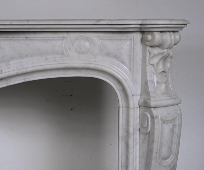 Louis XV style Carrara marble mantel with palmette motif-7