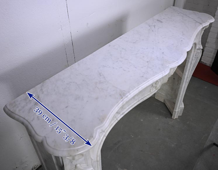 Louis XV style Carrara marble mantel with palmette motif-9