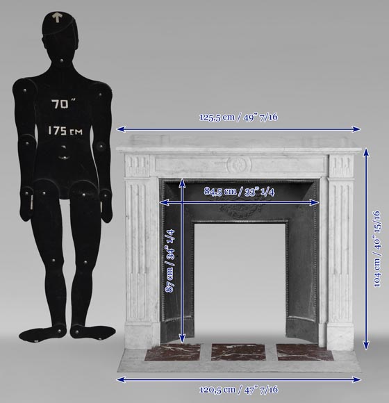 Louis XVI style mantel in Carrara marble adorned with a sunflower-11
