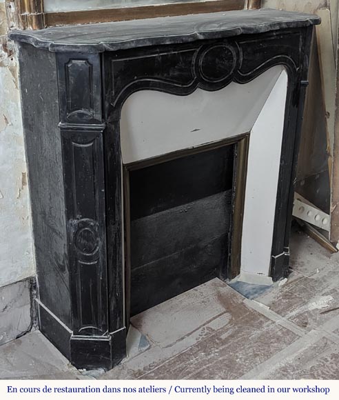 Louis XV style Pompadour mantel in black speckled marble-2