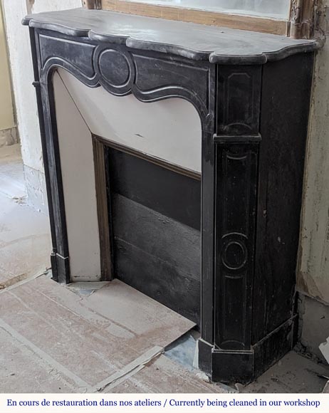 Louis XV style Pompadour mantel in black speckled marble-5