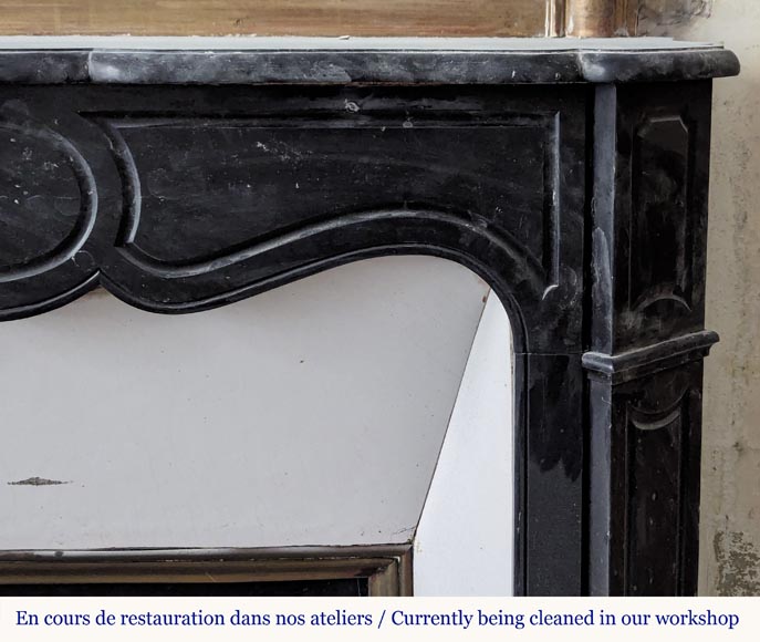 Louis XV style Pompadour mantel in black speckled marble-6