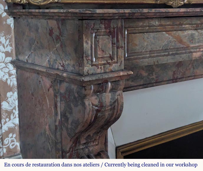 Napoleon III style mantel with modillions carved in Enjugerais marble-3