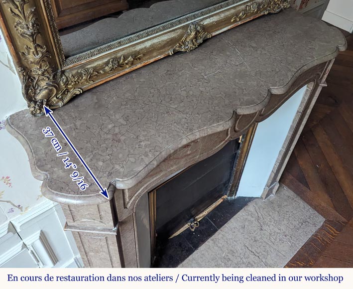 Louis XV style Pompadour mantel in Lunel marble-8