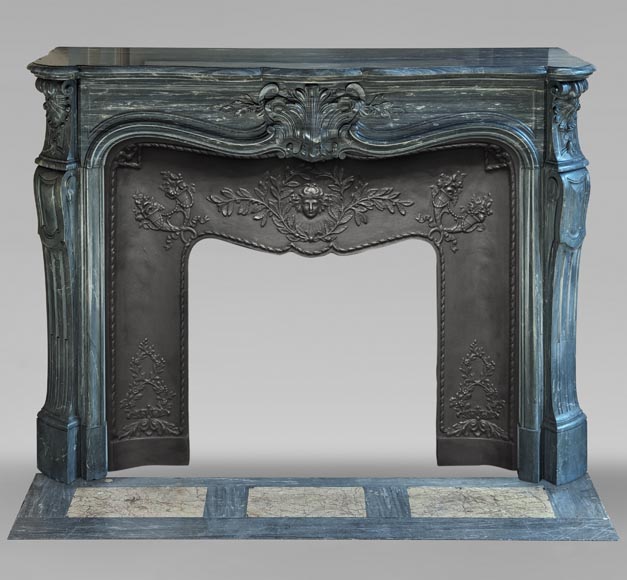 Louis XV style Turquin marble mantel with palmette motif-0