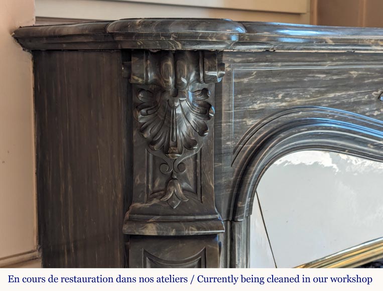 Louis XV style Turquin marble mantel with palmette motif-5