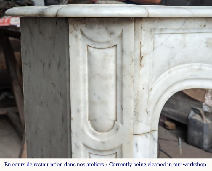 Louis XV style Pompadour mantel in Carrara marble-3