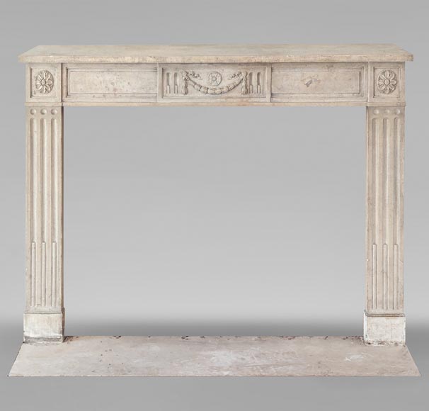 Louis XVI style mantel in finely carved marble stone-0