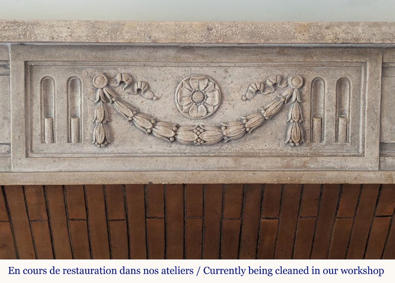 Louis XVI style mantel in finely carved marble stone-1