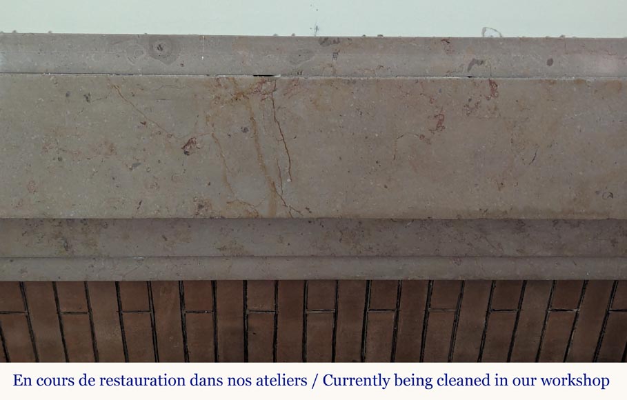 Curved Art Deco style mantel in Comblanchien stone-1