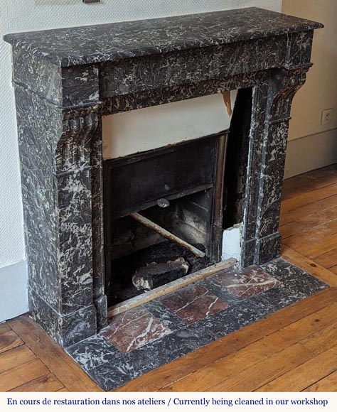 Napoleon III style mantel in Sainte Anne Gris marble-2