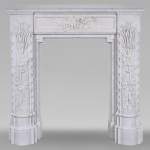 Napoleon III style mantel in Carrara marble with wheat ears