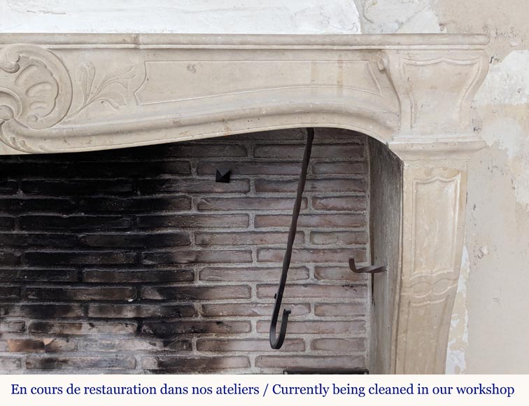 Louis XV style Bourguignonne stone mantel-8