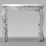  Louis XV style fireplace, Pompadour model, curved, in blue flowered marble