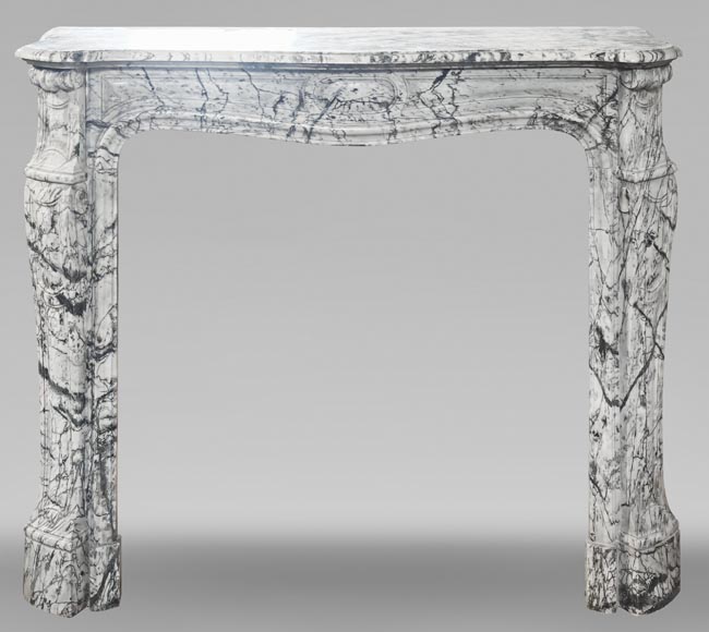  Louis XV style fireplace, Pompadour model, curved, in blue flowered marble-0