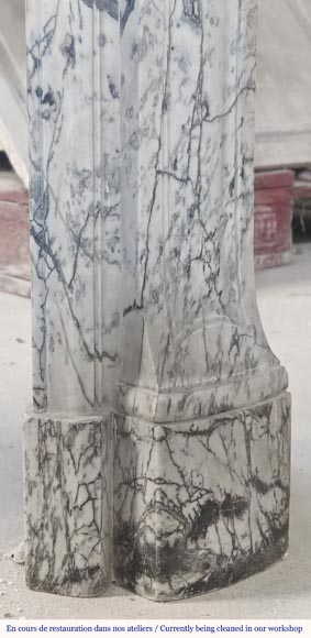  Louis XV style fireplace, Pompadour model, curved, in blue flowered marble-7