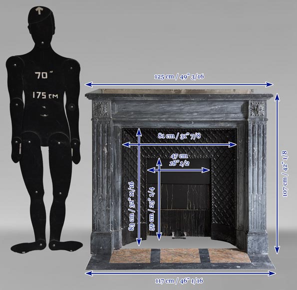 Louis XVI mantel in Turquin marble with curved flutes-10