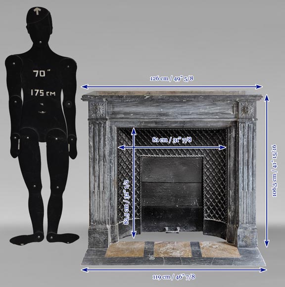 Louis XVI style mantel with moldings and carved Turquin marble mantel-10