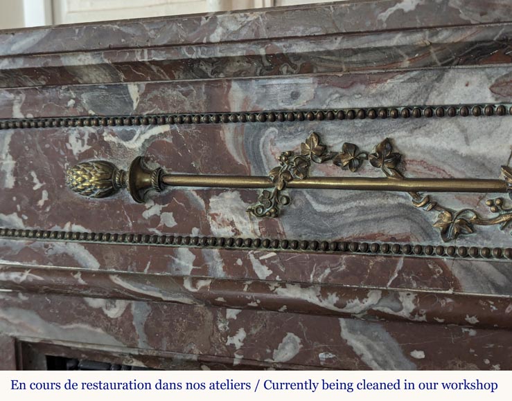 Louis XVI style mantel with rounded corners and bronze ornaments-2