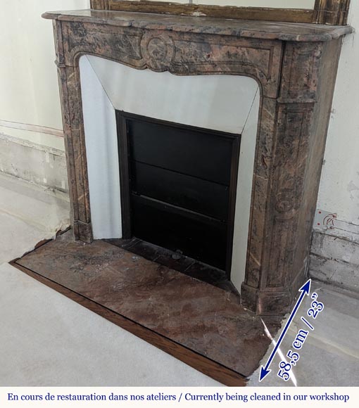 Louis XV style Pompadour mantel in Enjugerais marble-5