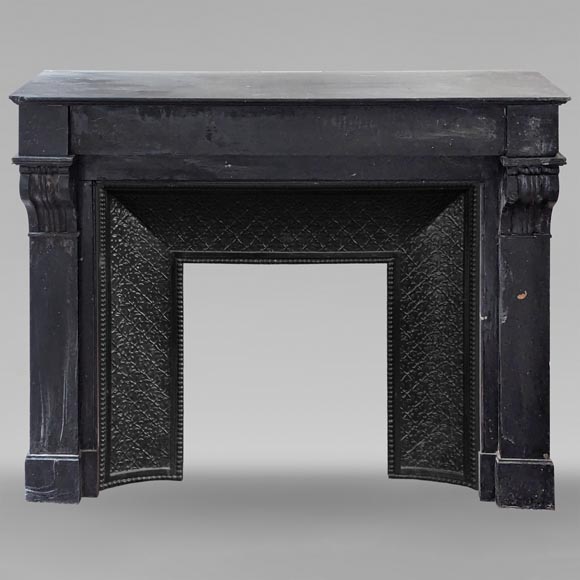 Napoleon III style mantel with black marble modillions-0