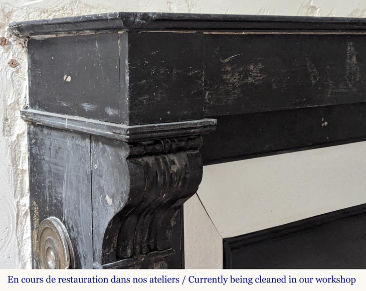 Napoleon III style mantel with black marble modillions-3