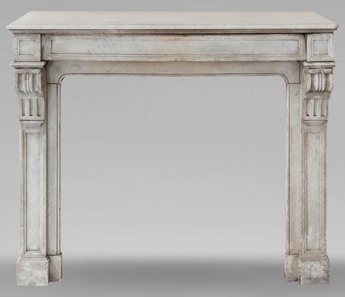 Napoleon III style mantel with modillion in Carrara marble-0