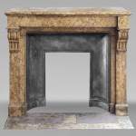 Napoleon III style mantel with modillion in Brocatelle marble