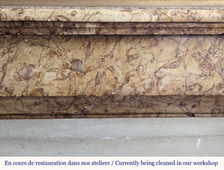 Napoleon III style mantel with modillion in Brocatelle marble-1