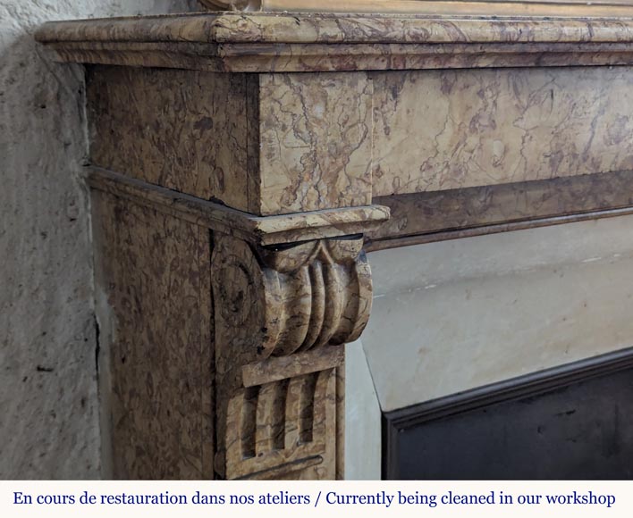 Napoleon III style mantel with modillion in Brocatelle marble-3