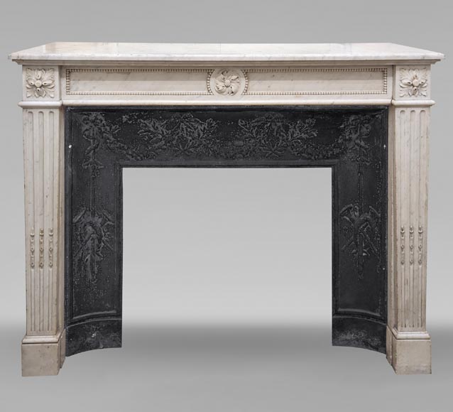 Louis XVI style mantel carved in Carrara marble-0