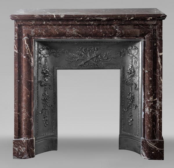 Louis XIV style mantel in Rouge du Nord marble-0