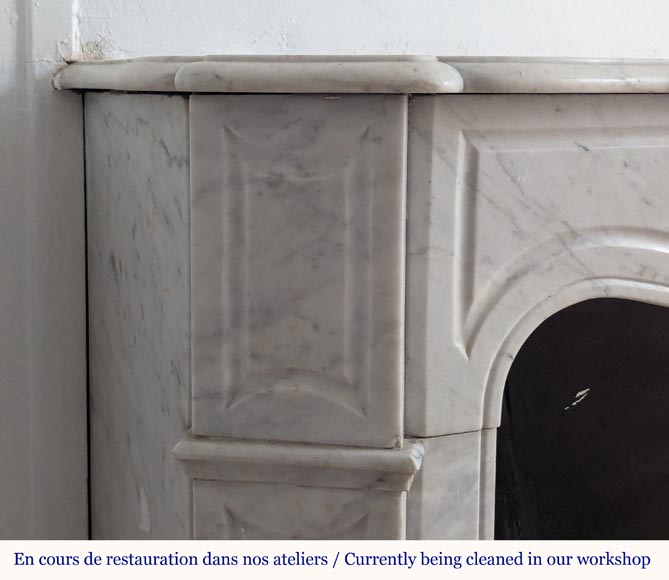 Louis XV style Pompadour flat mantel in Carrara marble-3