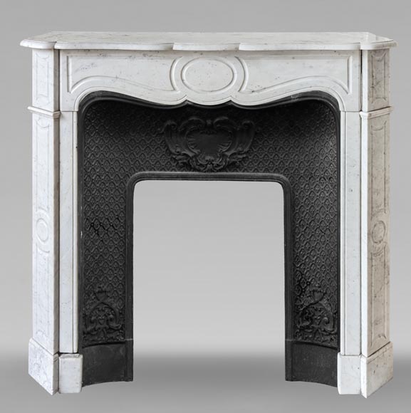 Louis XV style Pompadour mantel in Carrara marble-0