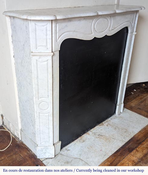 Louis XV style Pompadour mantel in Carrara marble-2