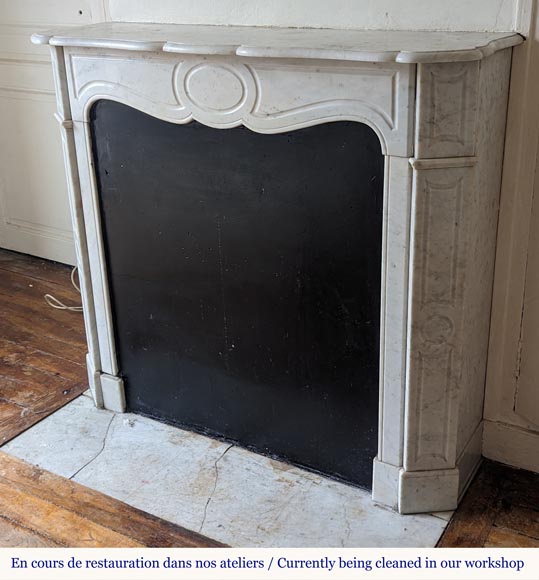 Louis XV style Pompadour mantel in Carrara marble-5