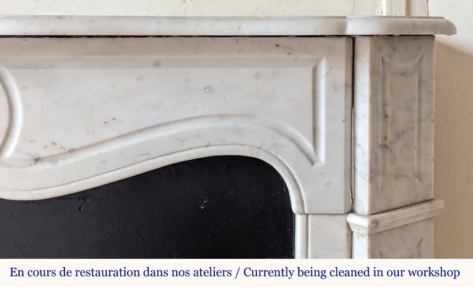 Louis XV style Pompadour mantel in Carrara marble-6