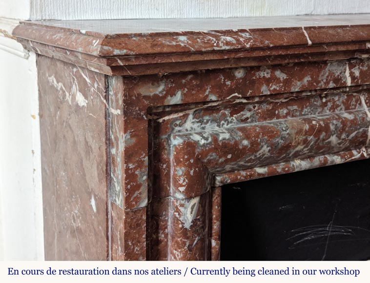 Louis XIV style mantel in Rouge du Nord marble-3