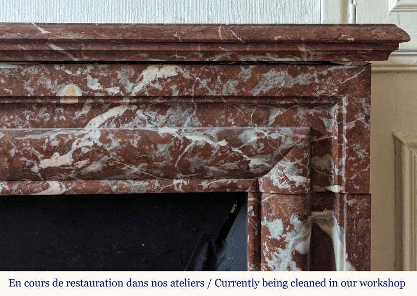 Louis XIV style mantel in Rouge du Nord marble-6